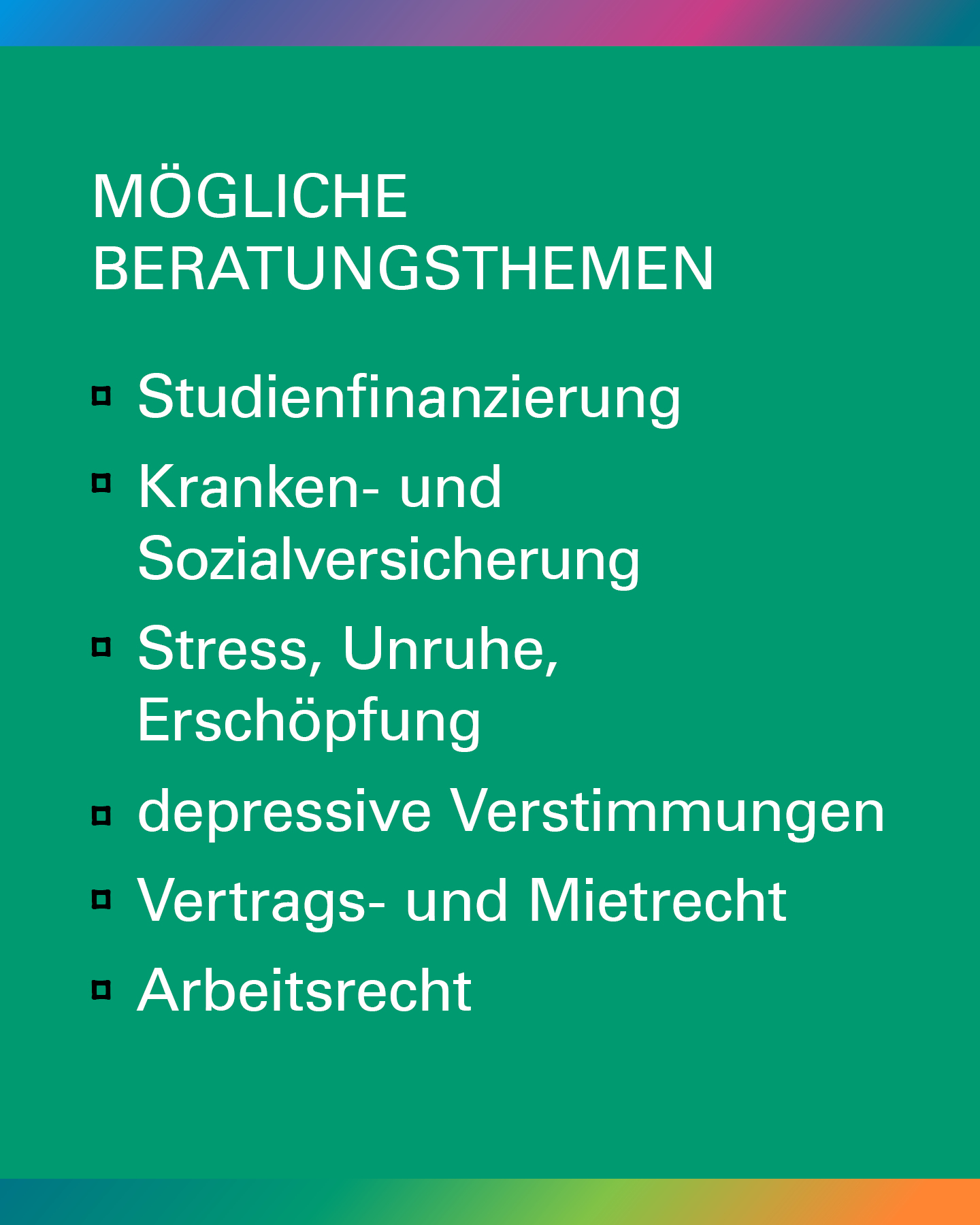Umfrage: Mögliche Beratungsthemen