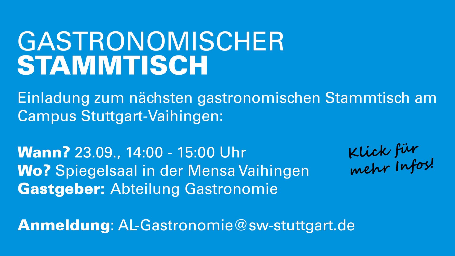 Gastronomischer Stammtisch in Stuttgart Vaihingen. Mehr Infos bitte klicken