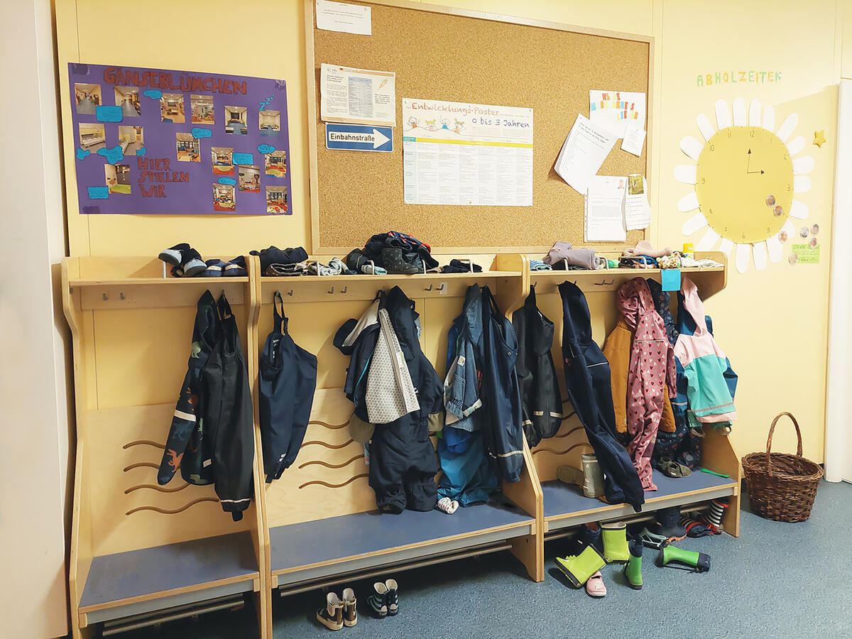 Cloakroom in the Löwenzahn daycare centre