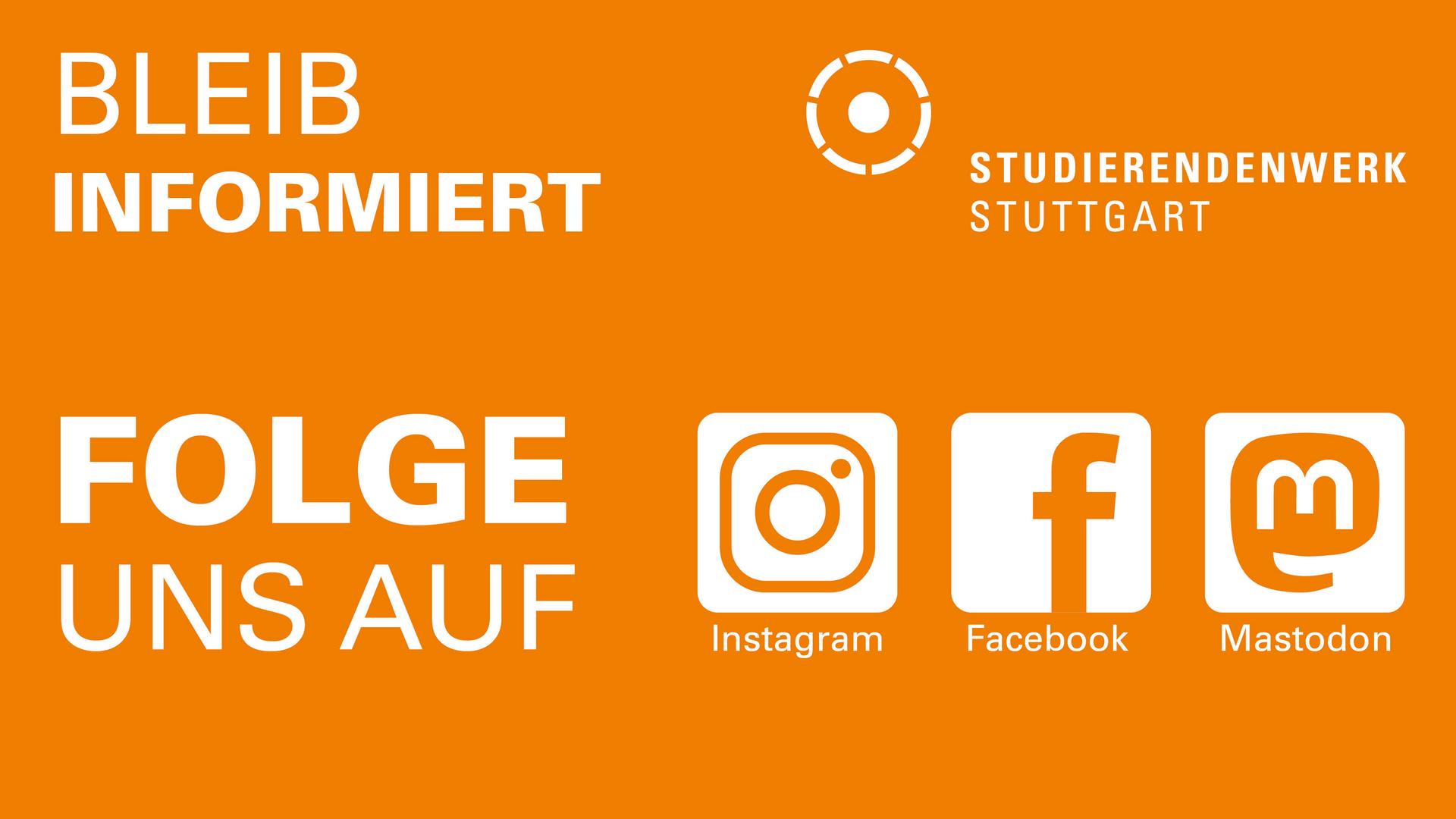 Folge uns auf Instagram, Facebook oder Mastadon