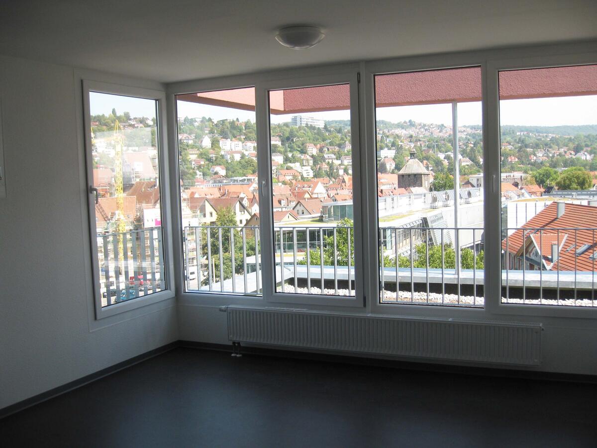 Window front from the inside in the dormitory in the Fabrikstraße 