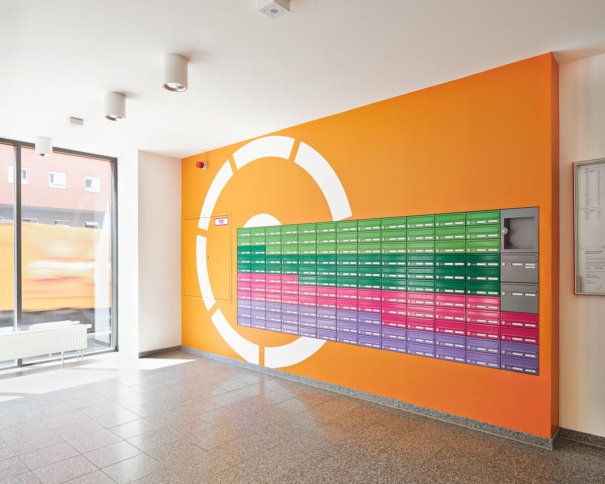 Colourful Mailboxes of the dormitory at Heilmannstraße 3