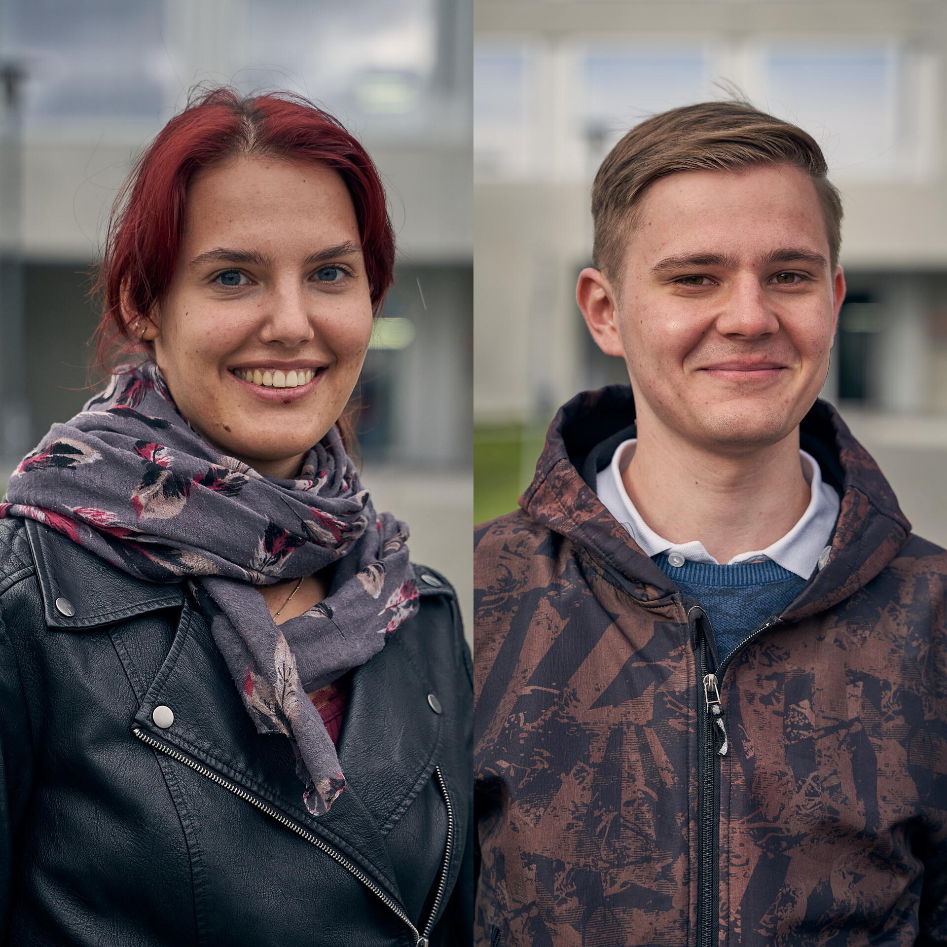 Porträts von Carmen Scheufele und Philipp Berner, Studierendenwerksvertreter*innen der VS der Hochschule der Medien