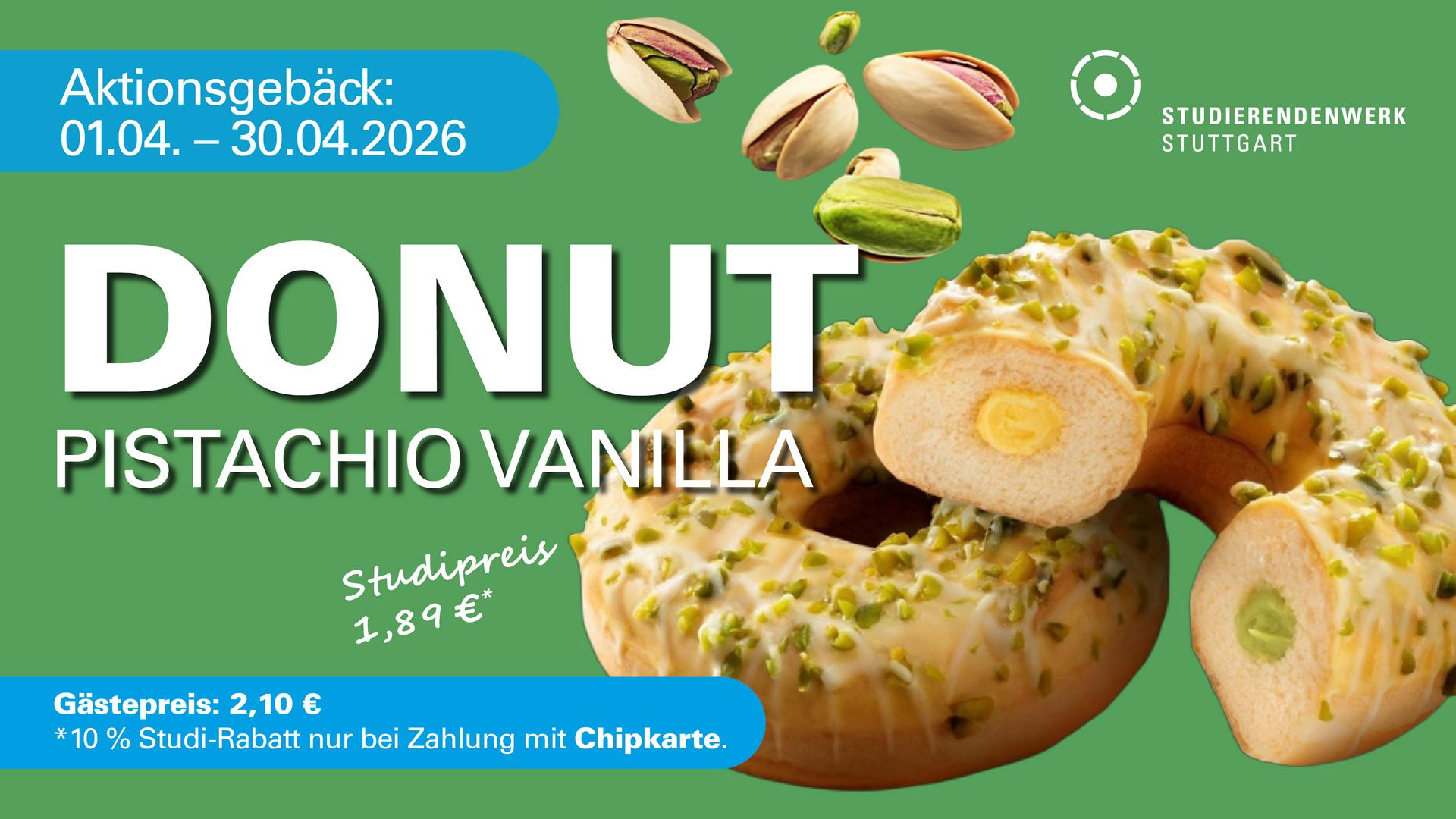 Aktionsgebäck im April: Pistazien-Vanille Donut