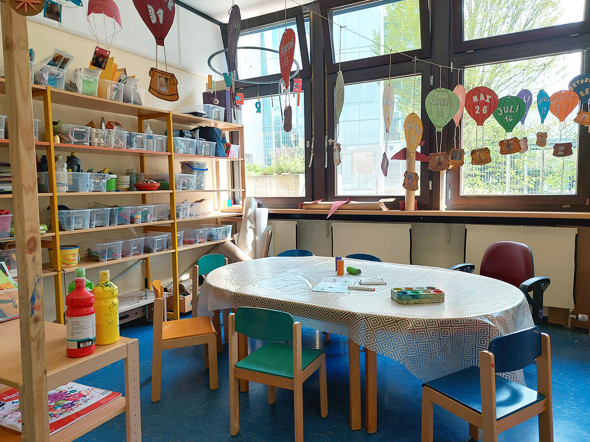Colouring corner in the Löwenzahn daycare centre