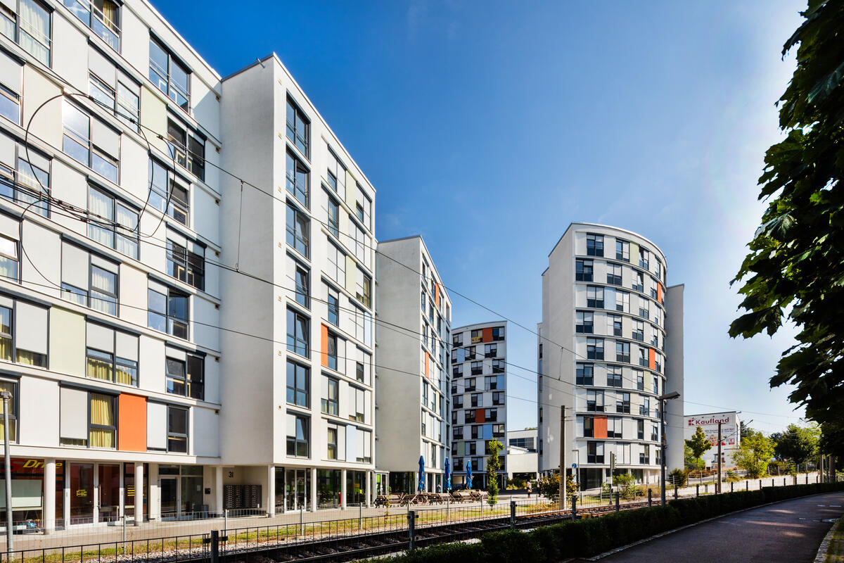 Exterior view of the dormitory at Filderbahnplatz