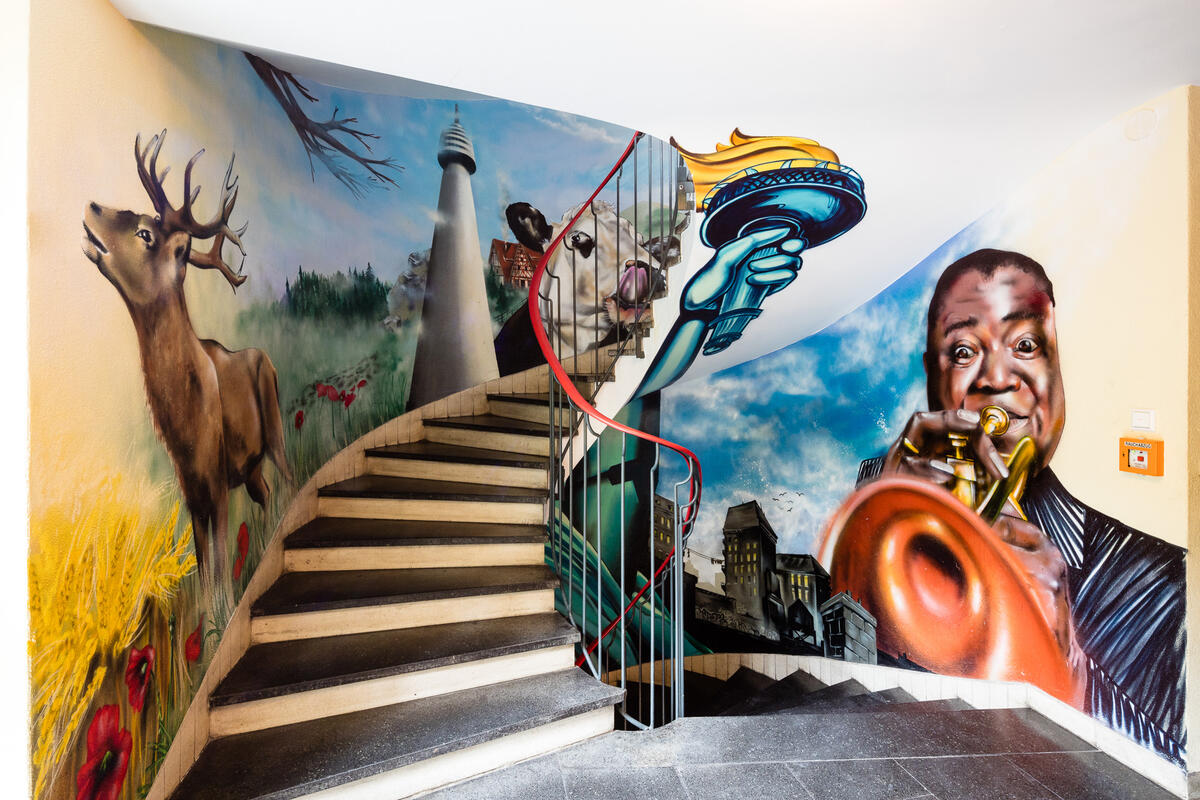  Staircase in the interior of the Max Kade House 